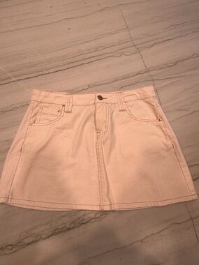 Altar'd State Light Pink Denim A-Line Mini Skirt